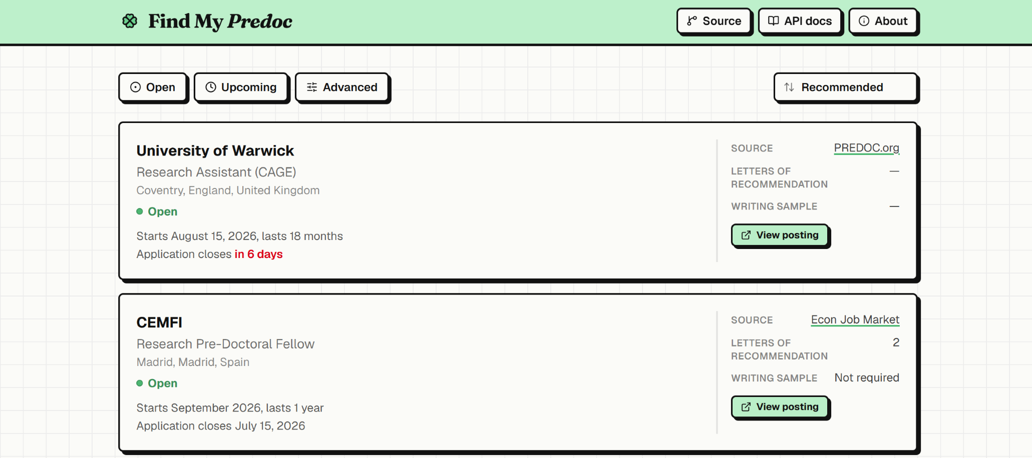 App main page